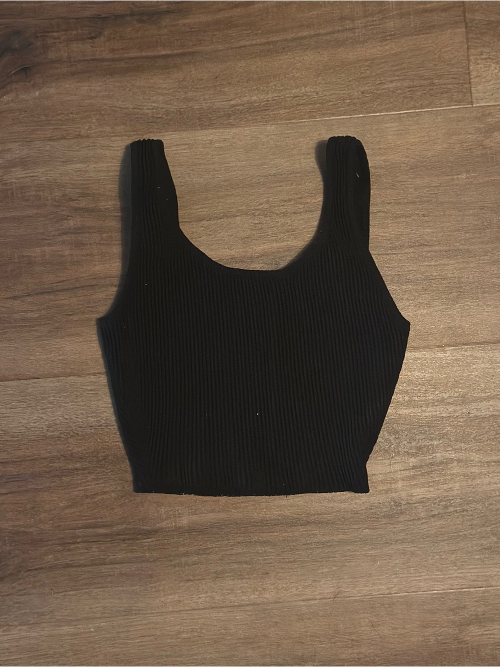 Black Ribbed Tank Crop Top - Women